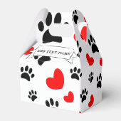 Cartoon Dog Paw Prints en Rode Harten Custom Bedankdoosjes (Achterkant)