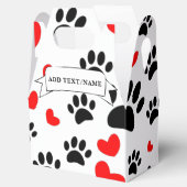 Cartoon Dog Paw Prints en Rode Harten Custom Bedankdoosjes (Geopend)