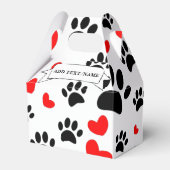 Cartoon Dog Paw Prints en Rode Harten Custom Bedankdoosjes (Voorkant Zijde)