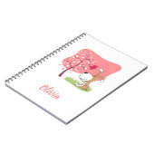 Cartoon Dog Puppy Bird Flower Blooming Pink Spring Notitieboek (Linkerzijde)