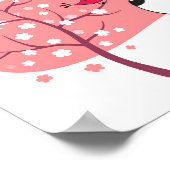 Cartoon Dog Puppy Bird Flower Blooming Pink Spring Poster (Hoek)