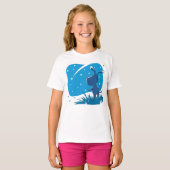 Cartoon Dog Puppy Shooting Star Blue Sky T-Shirt (Voorkant volledig)