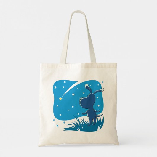 Cartoon Dog Puppy Shooting Star Blue Sky Tote Bag (Achterkant)