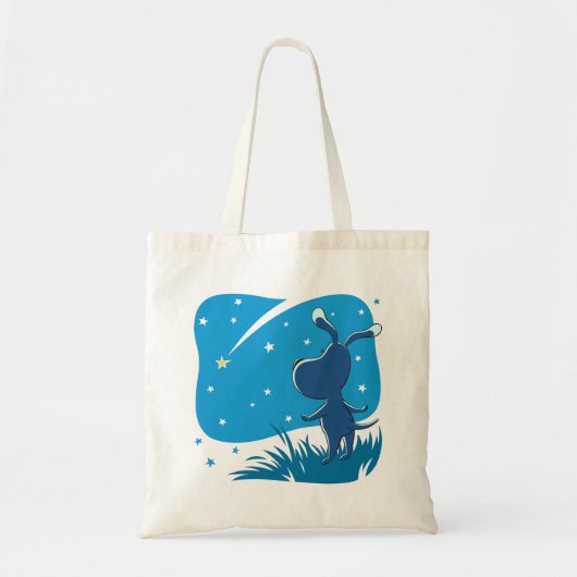 Cartoon Dog Puppy Shooting Star Blue Sky Tote Bag (Voorkant)
