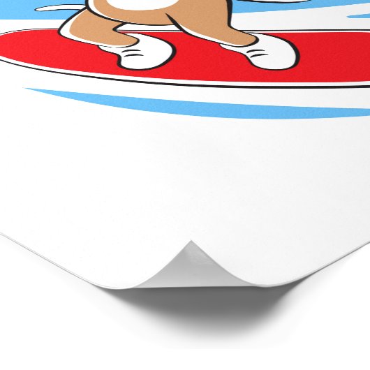 Cartoon Dog Puppy Snowboard Winter Snow Sun Poster (Hoek)