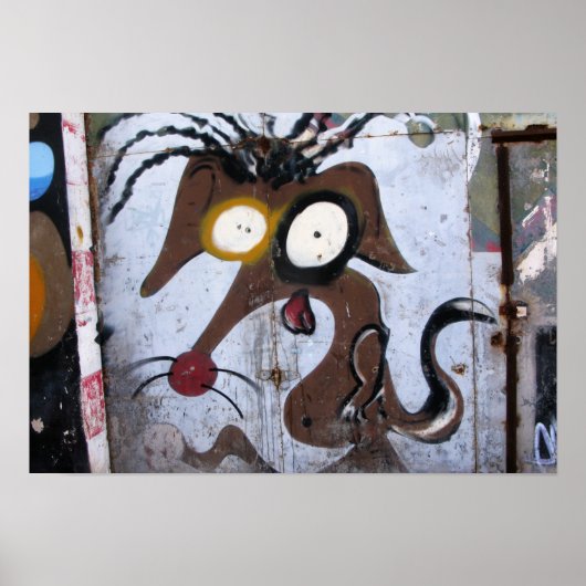 Cartoon Dog Street Art van Las Palmas Poster (Voorkant)