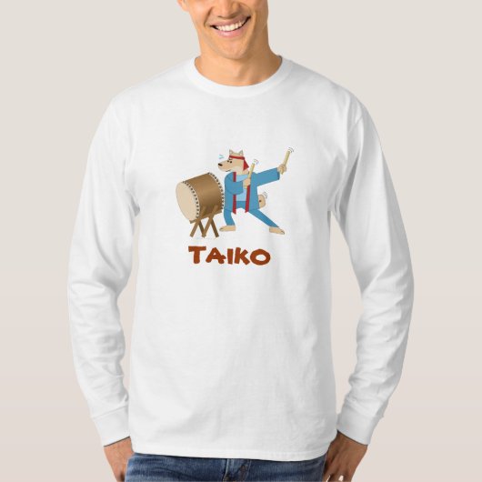 Cartoon Dog Taiko Player Taiko Drumming T Shirt (Voorkant)