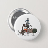 Cartoon Dog Tangled Around Pole with Leash Ronde Button 5,7 Cm (Voorkant /achterkant)