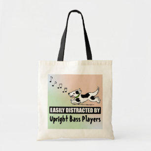 Cartoon Dog vervormd door rechtop-bassspelers Tote Bag