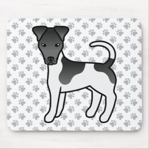 Cartoon Dog voor zwarte en witte zachte vos Muismat