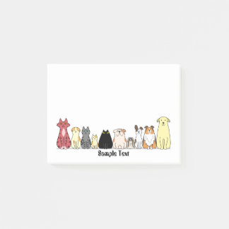 cartoon dogs and cats postit post-it® notes