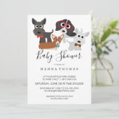 Cartoon Dogs Baby shower Invitation Kaart (Staand voorkant)