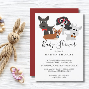 Cartoon Dogs Baby shower Invitation Kaart