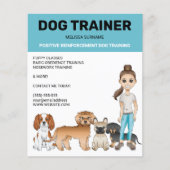 Cartoon Dogs en een meisje  Dog Trainer Flyer (Voorkant)