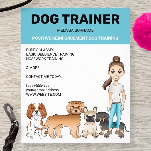 Cartoon Dogs en een meisje  Dog Trainer Flyer
