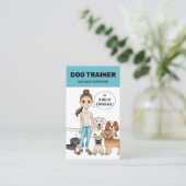 Cartoon Dogs en een meisje  Dog Trainer Visitekaartje (Staand voorkant)