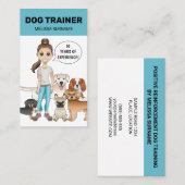 Cartoon Dogs en een meisje  Dog Trainer Visitekaartje (Voorkant / Achterkant)