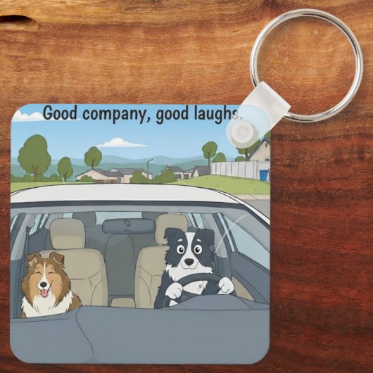 Cartoon dogs sleutelhanger (Achterkant)