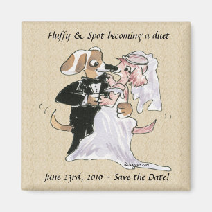 Cartoon Dogs Wedding Save the Date Magnets Magneet