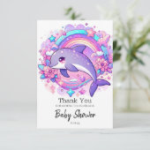 Cartoon Dolfijn Baby shower Bedankkaart (Staand voorkant)