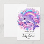 Cartoon Dolfijn Baby shower Bedankkaart (Voorkant / Achterkant)