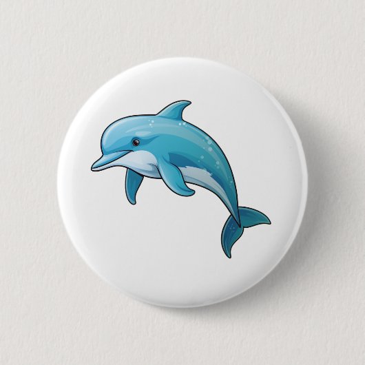 Cartoon dolfijn illustratie ronde button 5,7 cm (Voorkant)