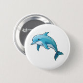 Cartoon dolfijn illustratie ronde button 5,7 cm (Voorkant /achterkant)