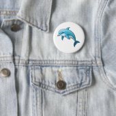 Cartoon dolfijn illustratie ronde button 5,7 cm (In situ)