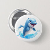 Cartoon dolfijn illustratie ronde button 5,7 cm (Voorkant /achterkant)