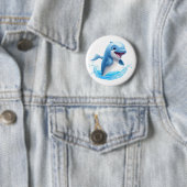 Cartoon dolfijn illustratie ronde button 5,7 cm (In situ)