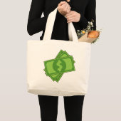 Cartoon Dollar Bills Grote Tote Bag (Voorkant (product))