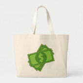 Cartoon Dollar Bills Grote Tote Bag (Voorkant)