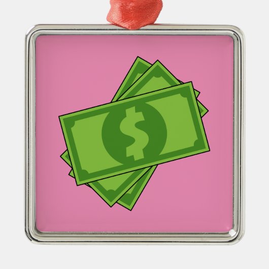 Cartoon Dollar Bills Metalen Ornament (Voorkant)