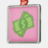 Cartoon Dollar Bills Metalen Ornament (Links)