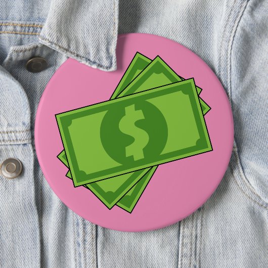 Cartoon Dollar Bills Ronde Button 6,0 Cm (In situ)