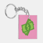 Cartoon Dollar Bills Sleutelhanger (Voorkant Links)