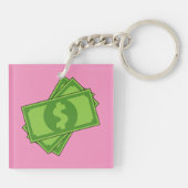 Cartoon Dollar Bills Sleutelhanger (Achterkant)