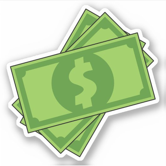 Cartoon Dollar Bills Sticker (Voorkant)
