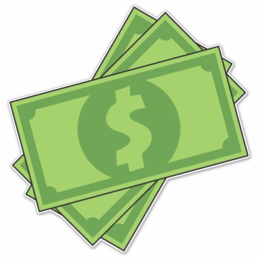 Cartoon Dollar Bills Sticker (Voorkant)