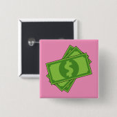 Cartoon Dollar Bills Vierkante Button 5,1 Cm (Voorkant /achterkant)
