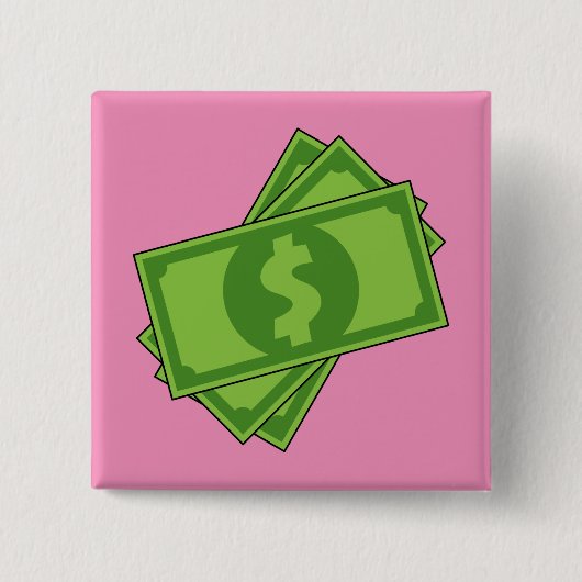 Cartoon Dollar Bills Vierkante Button 5,1 Cm (Voorkant)