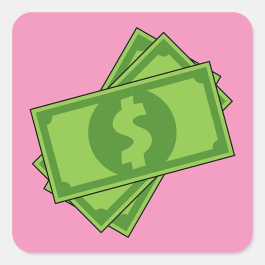 Cartoon Dollar Bills Vierkante Sticker (Voorkant)