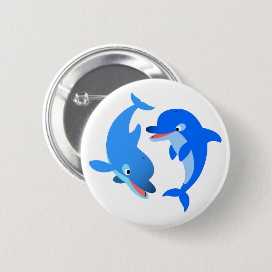 Cartoon Dolphins Button Badge Cute (Voorkant /achterkant)