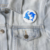 Cartoon Dolphins Button Badge Cute (In situ)