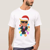 Cartoon Donald Trump in Santa Hat met kleurrijke L T-shirt (Voorkant)