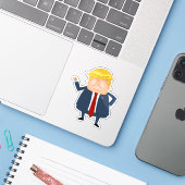 Cartoon Donald Trump Sticker (Laptop met iPhone)