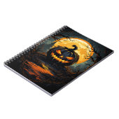 Cartoon Donkerblauwe Jack O lantaarn in het bos Notitieboek (Linkerzijde)