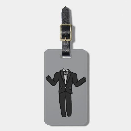 Cartoon donkergrijze smoking bagagelabel (Voorkant verticaal)