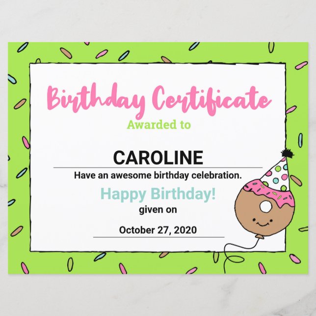 Cartoon Donuts Koele Donut Ontwerpen Verjaardags C (Voorkant)