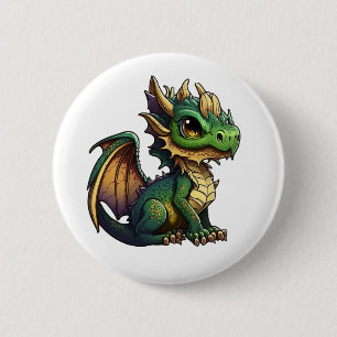 Cartoon draak illustratie ronde button 5,7 cm